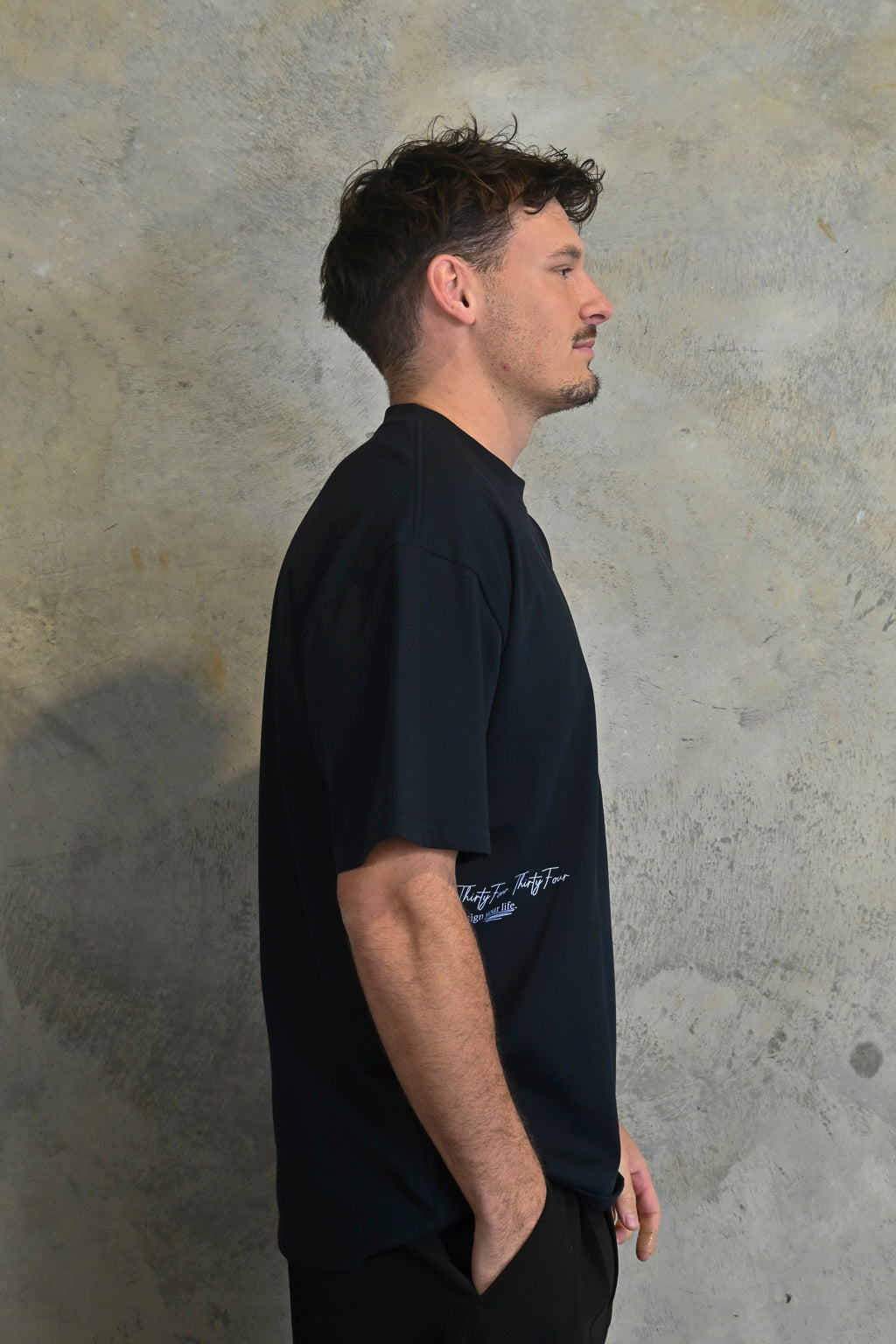 Premium heavyweight cotton texture of Thirty Four Thirty Four Midnight Tee